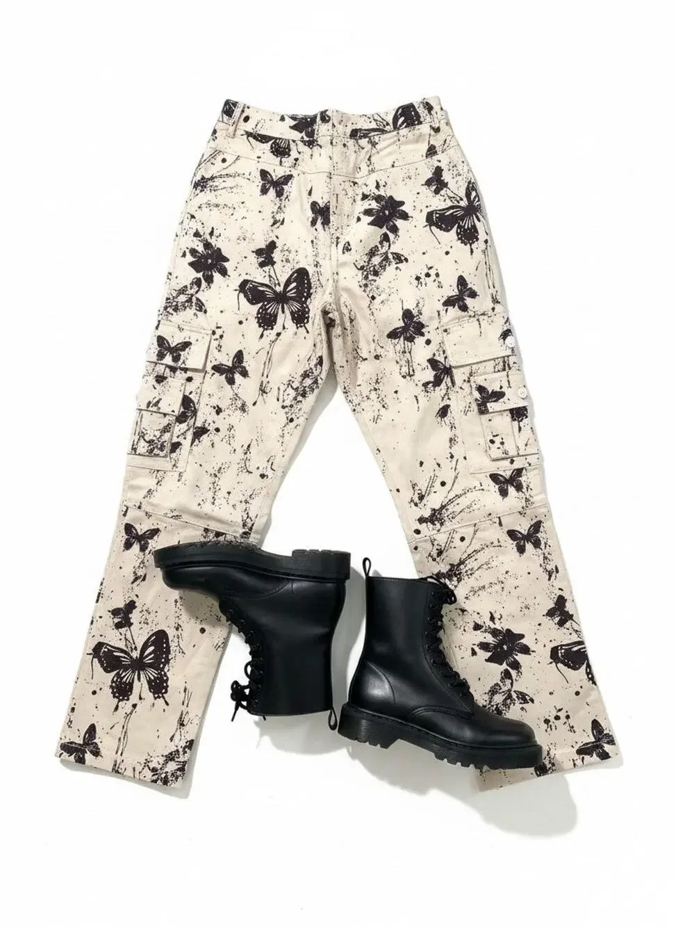 Butterfly Paint Splash Printed Cargo Pants
